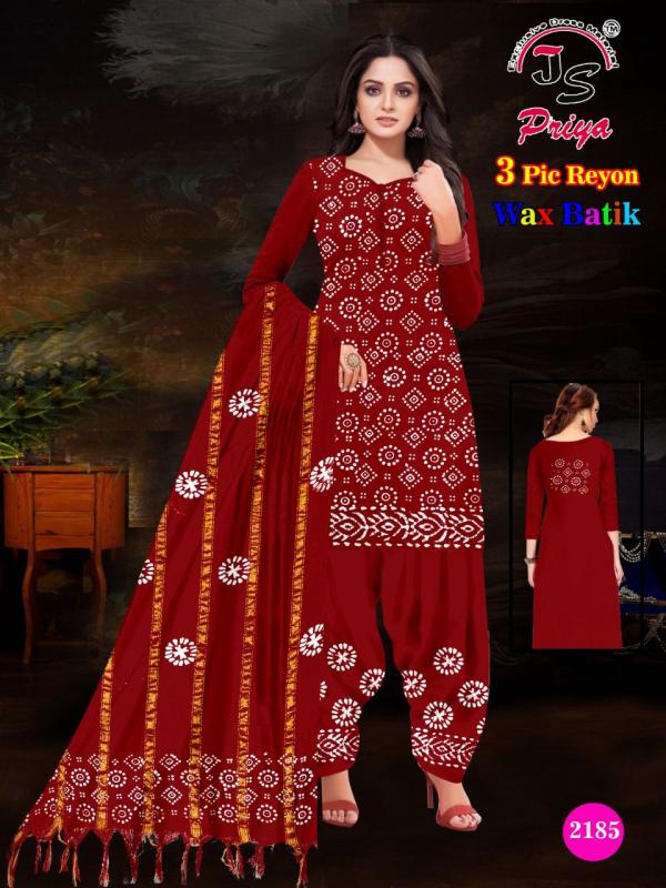 Js Priya Rayon Batic Special Cotton Designer Dress Material